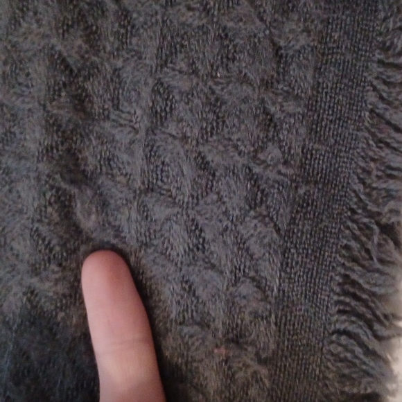 19 Palms Soft Infinity Loop Scarf Dark Gray Boho gray fringe scarf 13" x 40" - Picture 10 of 15